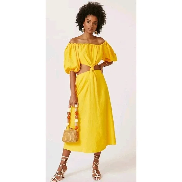 white christmas dresses Orange Sunny Mood Sequin Cut Out Midi Dress main image 1